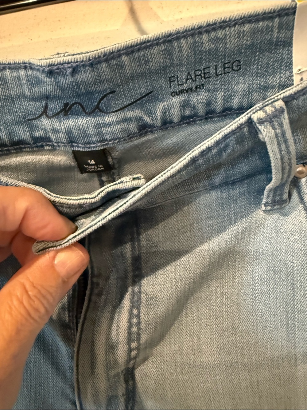INC International Concepts Light Blue Flare Leg Curvy Fit Jeans